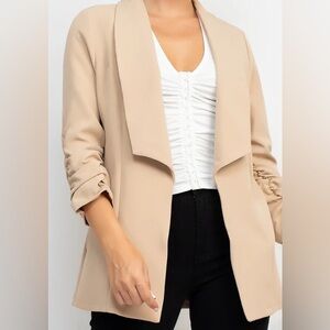 Women's Tan Open Front Blazer